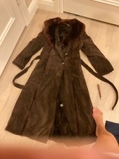 Super Warm, Ladies Suede/faux Shealing Brown Coat. Xs. Imported. 