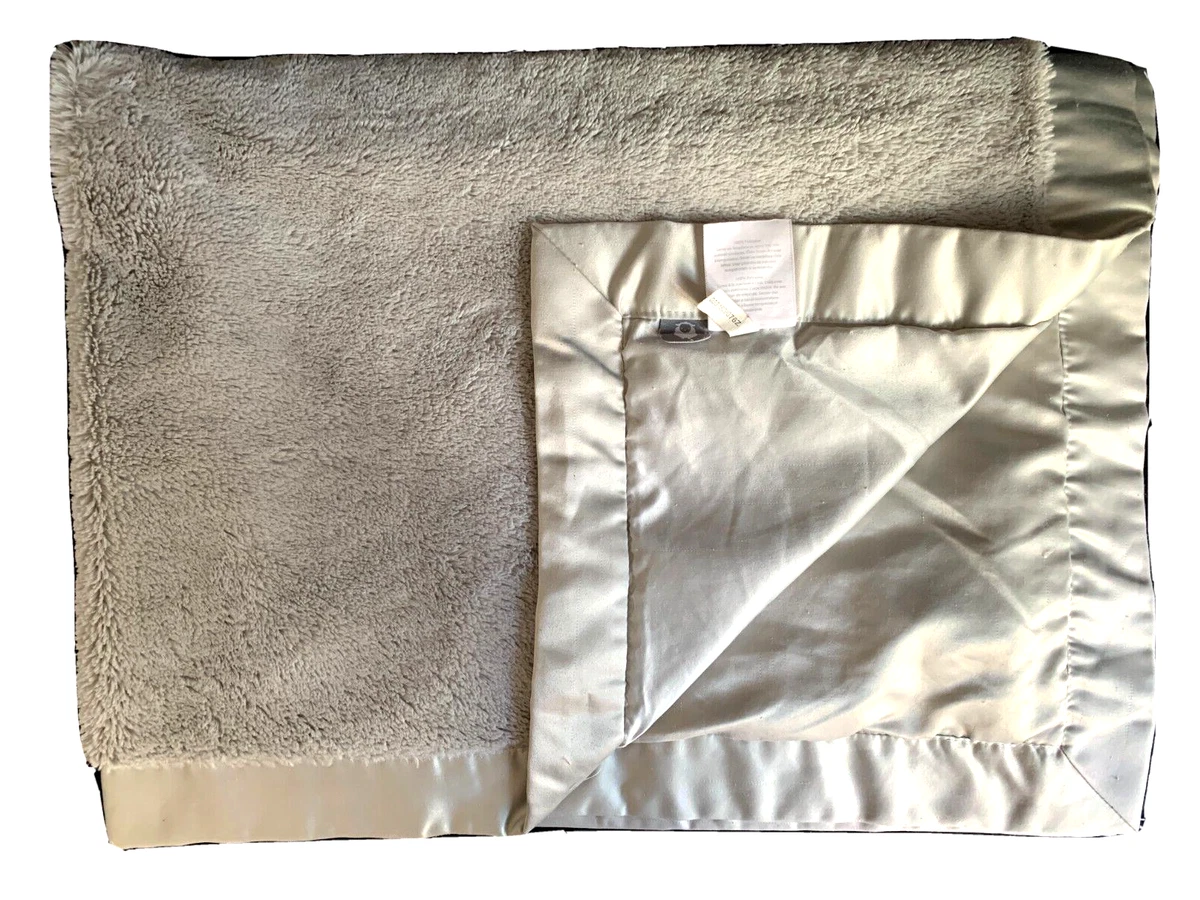 Lambs Ivy Signature Gray Silver Plush Furry Baby Blanket Satin Lovey Grey Soft