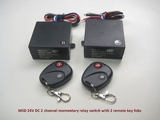 MSD 24V dc 30A 315mhz 2ch MOMENTARY relay switch with 2 remote key fob RX40D