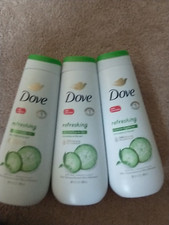  3 Dove Refreshing Body Wash Cucumber  Green Tea 20 oz