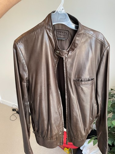 Prada Leather Bomber Jacket (Brown) | eBay
