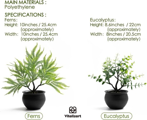 2 Fake Plants Small Artificial Plants Potted Mini Faux Plants for Bathroom Bedro - Picture 2 of 6