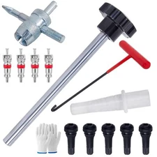 	Quick Change Tire Valve Tool Kit With 5 TR413 Valve 4-Way Tool for Cars/ATVs	