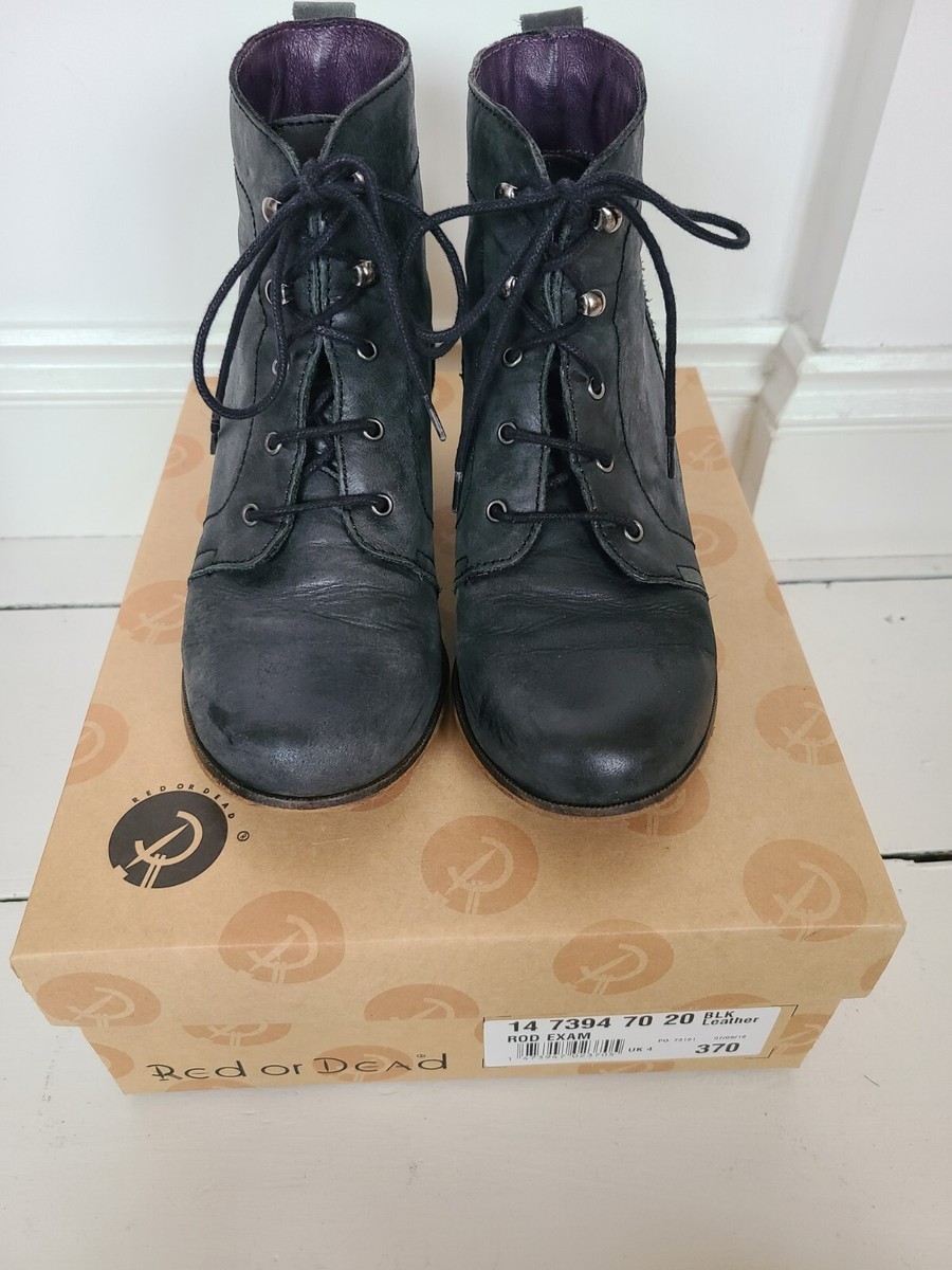 Red or Dead EXAM Vintage Lace Up ANKLE BOOTS Victorian Steampunk