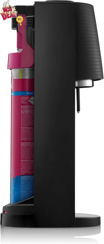 TERRA Black Sparkling Water Maker with CO2, Reusable Bottle – Stylish Kitchen - image 2 of 4