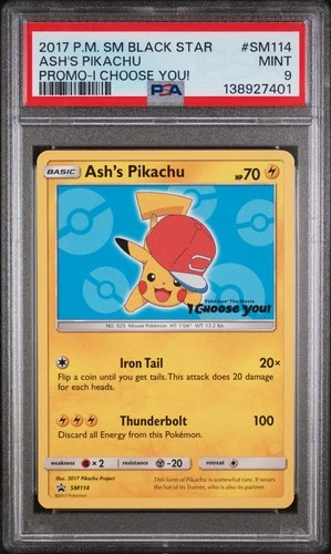 Ash's Pikachu Pokemon Sm Black Star Promo SM114 PSA 9