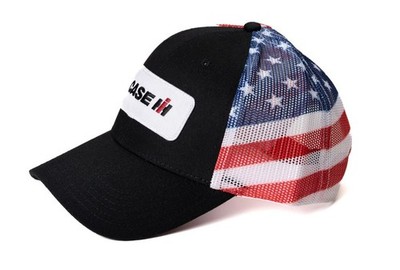 CNH, CASE IH Mütze schwarz mit Rückseite aus Mesh amerikanische Flagge, , CIHFM