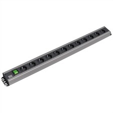 Bachmann 300.005 Basic 2U Black Grey 12 AC Outlet s 74mm Strip