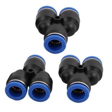 3Pcs 12mm Dia Y Type 3 Ways Hose Pneumatic Air Quick Fitting Push In Connector