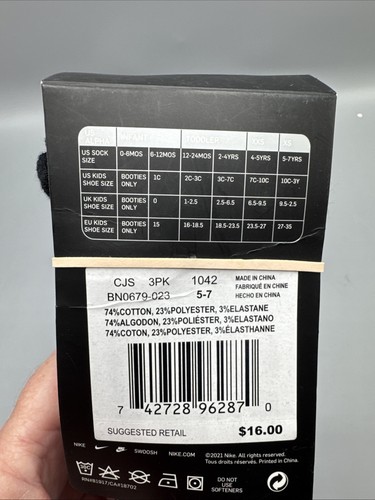 Nike Youth Cushioned Crew Socks 3 Pair Pack, Sizes 10C-3Y - Picture 4 of 4