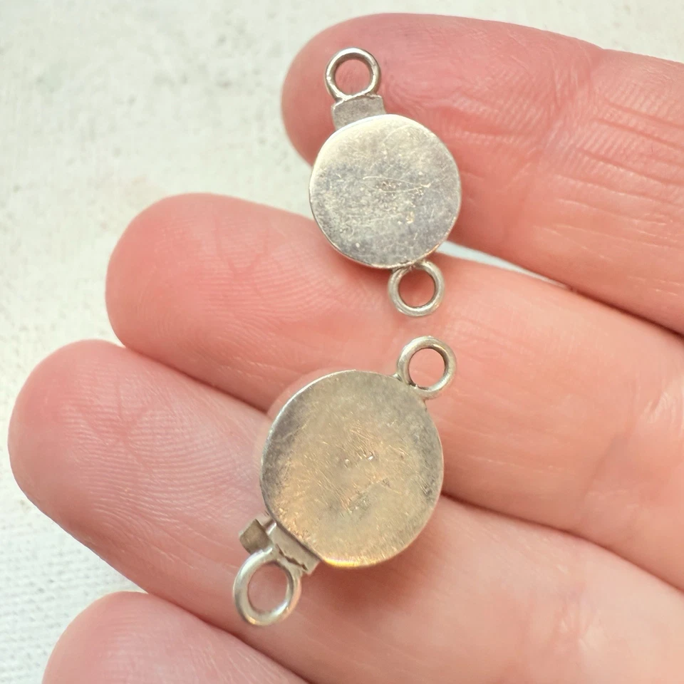 2 комплекта круглых дихроичных стеклянных коробок из стерлингового серебра 925 пробы с застежкой лот ювелирных изделий - Изображение 3 из 4