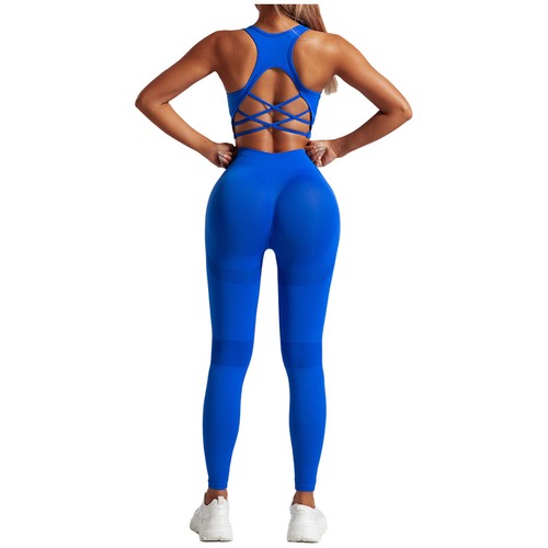 Damen Leggings Fitness Activewear Set Laufen Cropped Weste Sportbekleidung Training - Bild 17 von 47