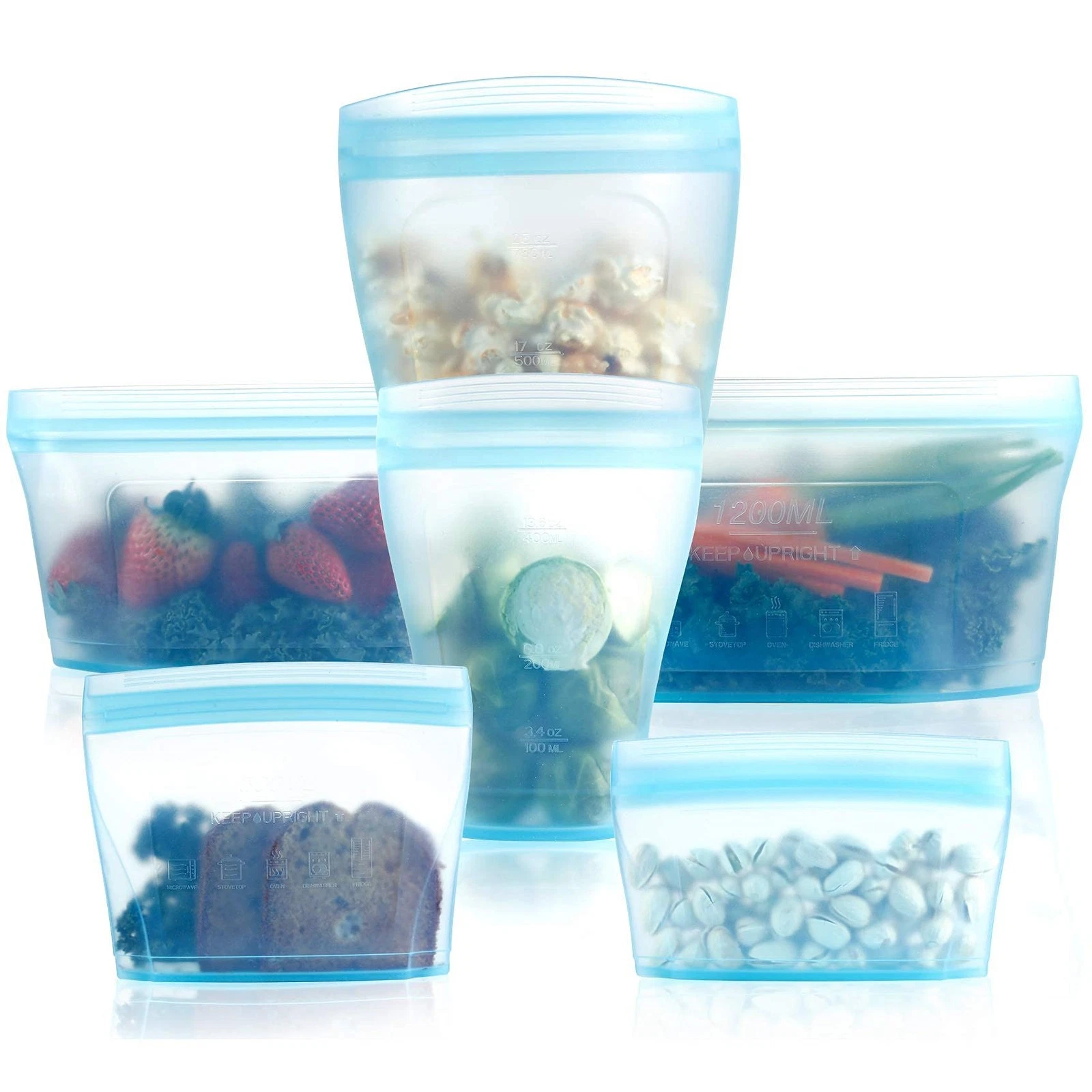 Reusable food container silicone bag, Upgrade second generation 6 Large, blue
Opens in a new window