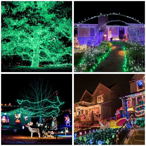 Solar String Lights 36 FT Waterproof Green Solar Xmas Light Outdoor Tree 8Pcs - Picture 8 of 9