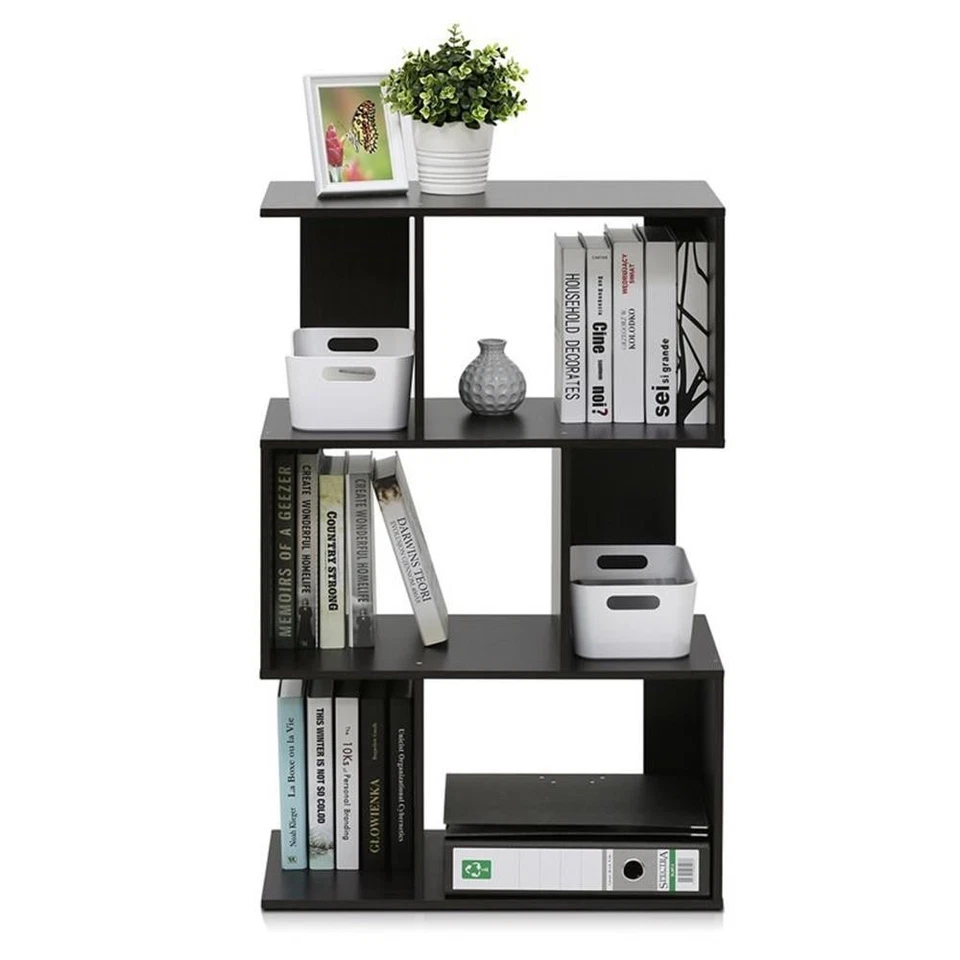 Furinno Simply Modern Engineered Wood 3-Tier Open Book Shelf in Espresso - Image 4 of 4
