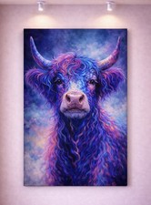 Colorful Highland Cow Canvas Art Abstract Farmhouse Decor Everwall Prints 14
