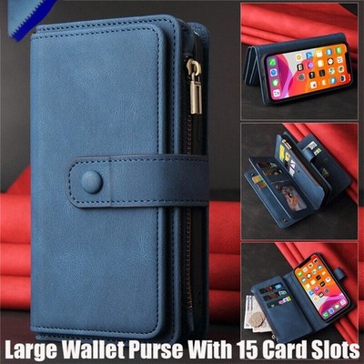 For iPhone 17e 17 Pro Max 16 15 14 13 12 11 8 Flip Leather Zip Case Wallet Cover