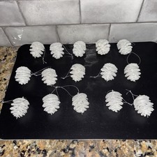 Vintage Lot of 15 Glittery White Plastic Pinecone Ornaments