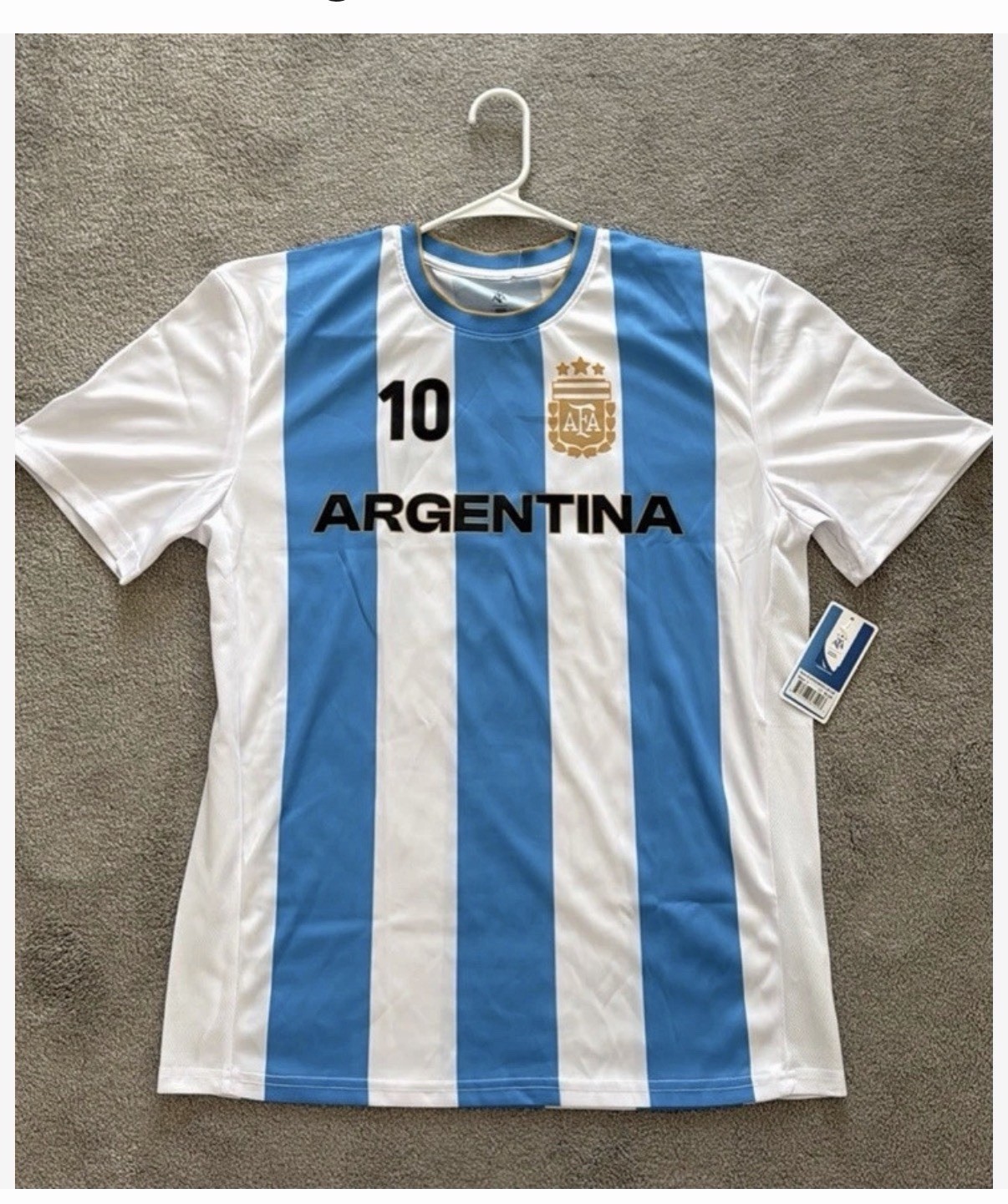 AFA Argentina Lionel Messi #10 Soccer Jersey White/Blue Size L New In Package