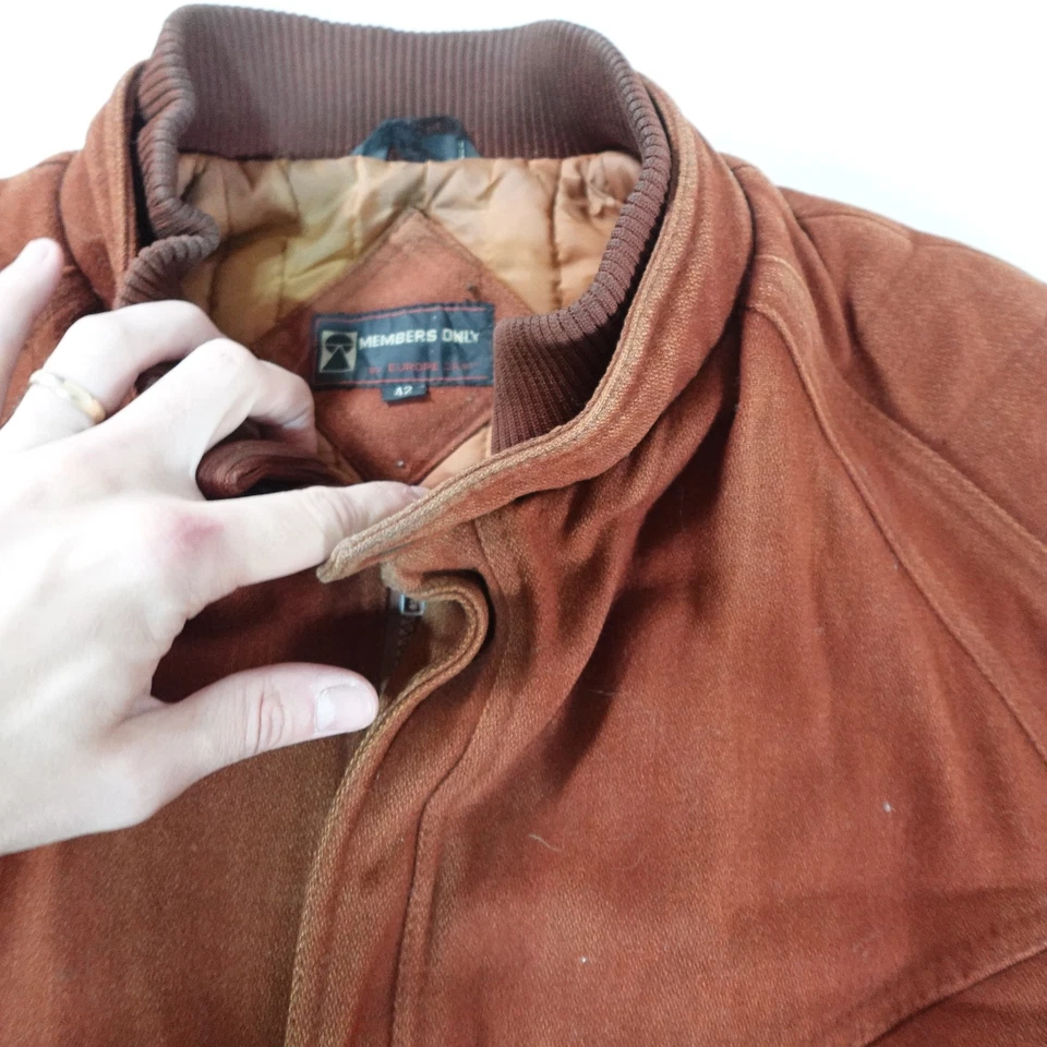 Vintage Members Only Jacket Mens 42 Brown Wool Bomber Full Zip Europe Craft 80s - Image 4 of 4