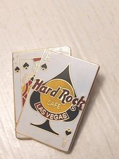 Hard Rock Cafe Las Vegas Blackjack Ace & Jack Of Spades Gold Trim Pin