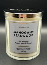 Bath Body Works Candle Mahogany Teakwood Single Wick Fragranced White Barn 8oz