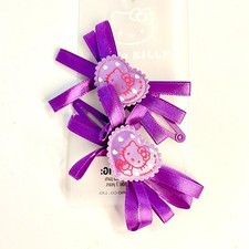 Hello Kitty 2014 Snap Hair Clips 2pc Ribbon Bow Set Sanrio Nakajima USA New
