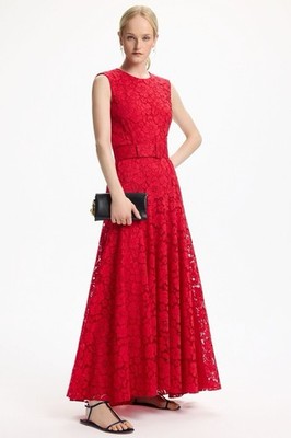 cream lace evening dress Beige Floral Lace Midi Dress main image 1