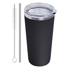 GGQ 20oz Travel Coffee Tumbler, 18/8 Stainless Steel Cup 1 Pack Black  Doubl...