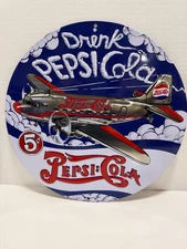 Pepsi-Cola DC-3 Round Embossed Tin Sign 15" Ande Rooney 2014