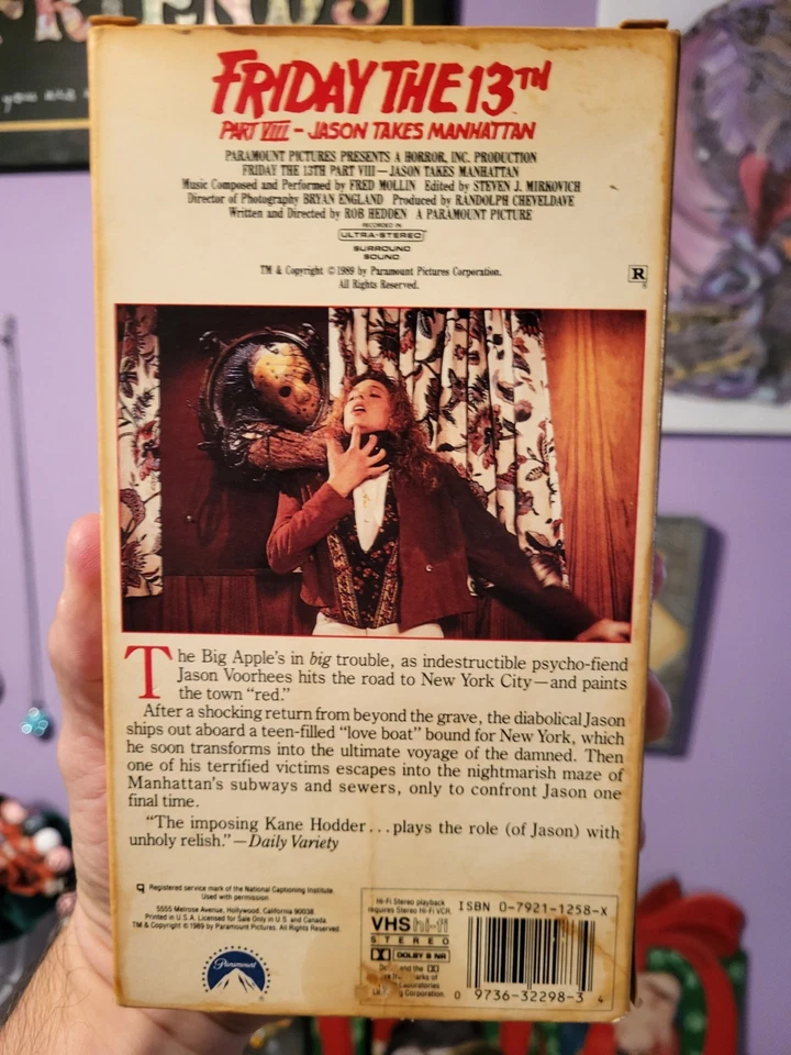 Friday The 13th Part 8 VIII: Jason Takes Manhattan VHS (1989) Original Release   - Image 2 of 4