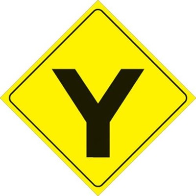 Voss 12x12in. Reflective Trail Sign - Y-Intersection (Yellow/Black) - 436 Y YR