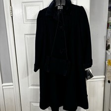 Rothschild Girls Size 14 Wool Coat Incudes Muff NAVY BLUE NWT