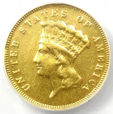 1878 Three Dollar Indian Gold Coin $3 - Certified ANACS XF40 Details (EF40)