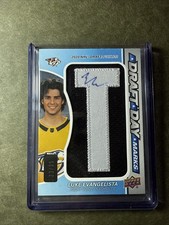 LUKE EVANGELISTA 2023-24 SP Game Used Draft Day Marks ROOKIE AUTO PATCH /35  RPA