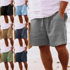 Mens Shorts Summer Beach Hawaiian Drawstring Waist Short Pants