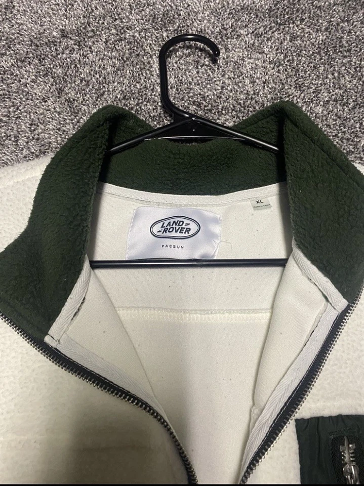 Jaqueta Land Rover Sherpa masculina de lã com zíper completo GG branca/verde - Imagem 3 de 4