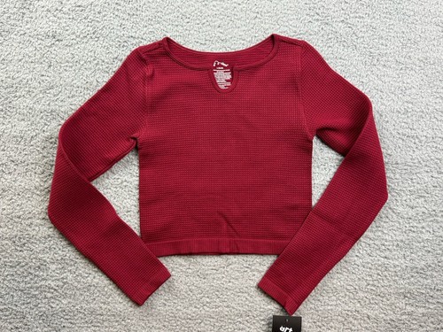 Art Class Girl's Size Large (10-12) Long Sleeve Waffle Seamless Top Red