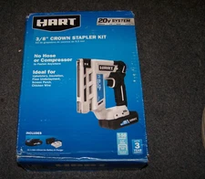 Hart - 20V Cordless 3/8" Crown Stapler Kit 1.5Ah Battery & Charger  New Open box
