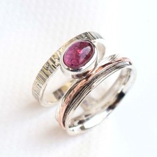Natural Pink Tourmaline Ring Solid 925 Sterling Silver Tourmaline Jewelry-R391