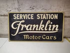 Vintage Franklin Motor Cars Service Station Single Sided Porcelain Sign 26x14"