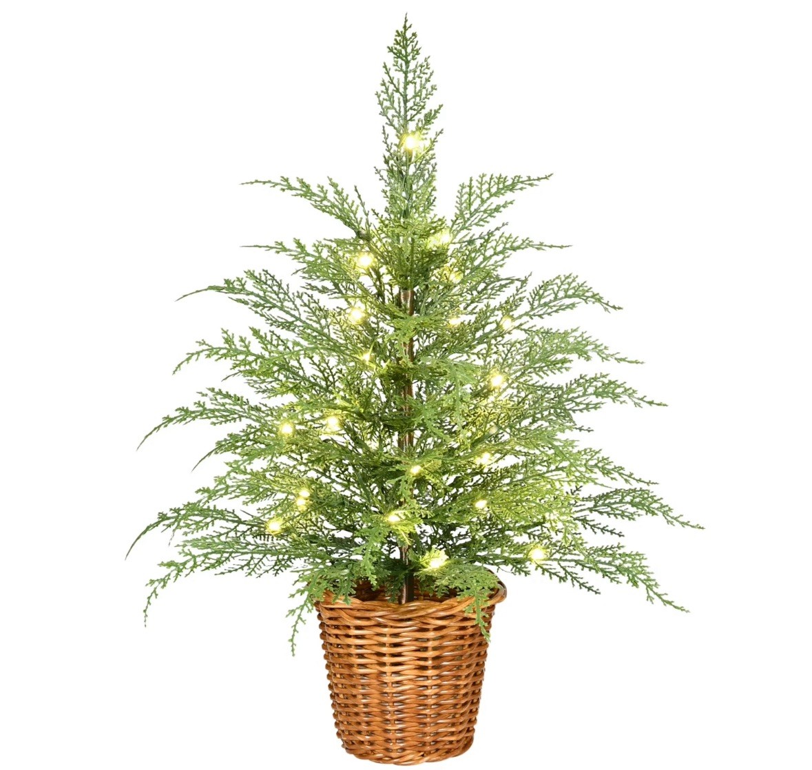 My Texas House Potted 24" Pre-Lit Twinkle LED Cypress Artificial Christmas Tree