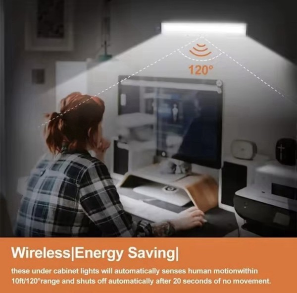 Luz LED con sensor movimiento inalámbrica armario cocina escalera recargable