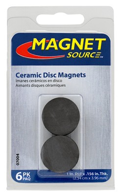 Ceramic Disc Magnet, 1 x 1.56-In., 6-Pc. - 07004