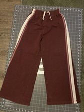 Zara Girls Maroon Wide Leg Sweats With Stripe Down The Side 10-12