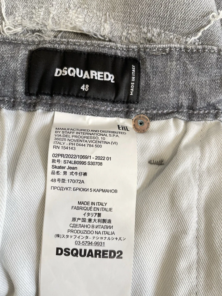 H73# Dsquared2 Skater Jean Gray Distressed Paint Splatter Italy Men’s Size 31 US - Image 4 of 4