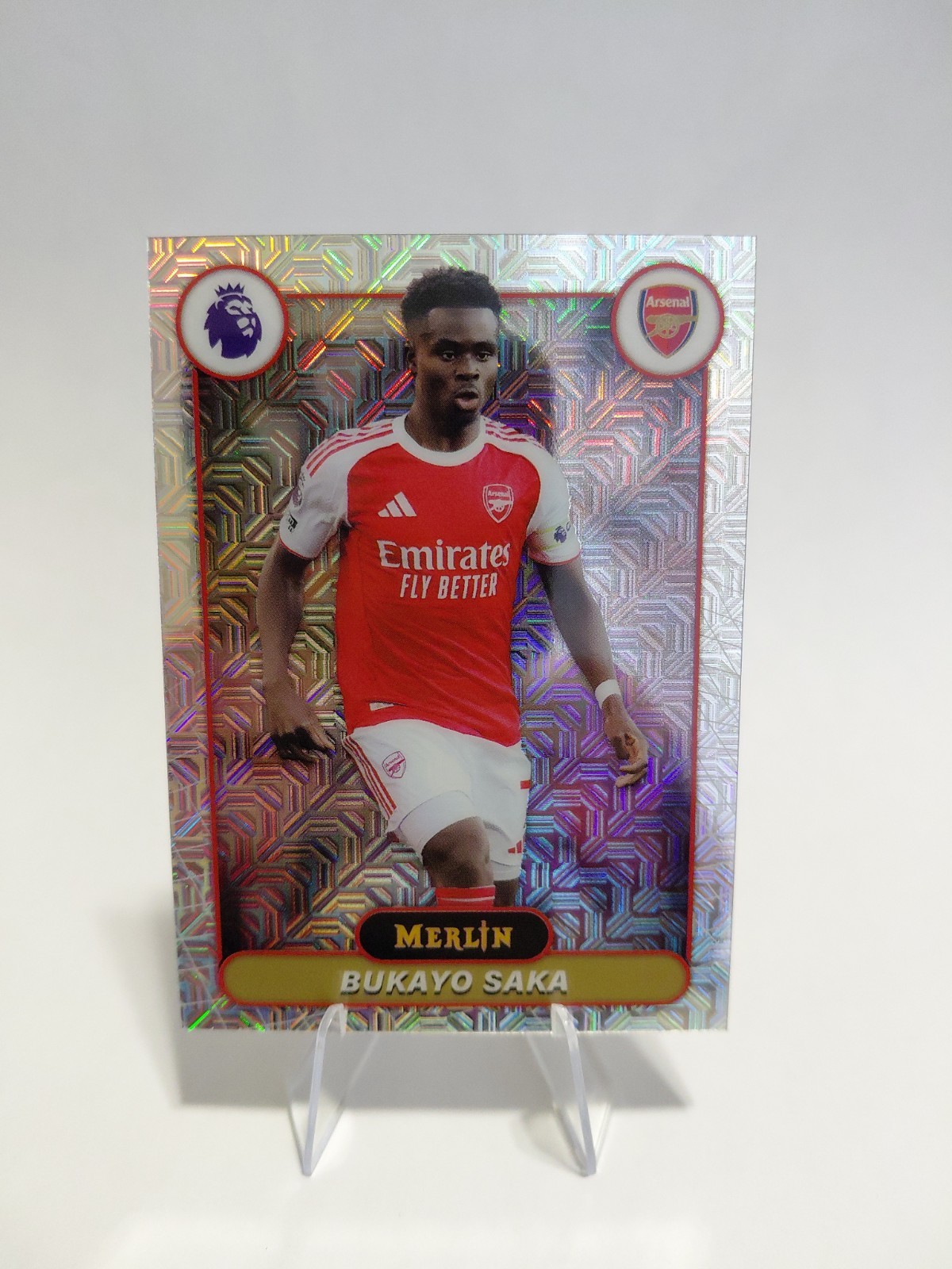 2026 Topps Merlin Premier League Bukayo Saka Mojo Refractor #11 Arsenal England view 2