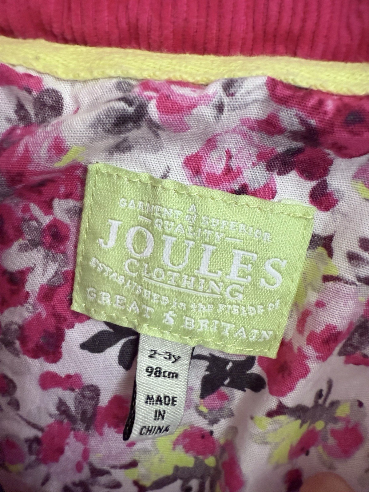 EUC Girls Joules Quilted Jacket Riding Coat SIZE 2-3Y 98cm Cerise Pink