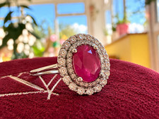 👑 LE DIAMANTAIRE RUBY & DIAMOND RING – 9CT WHITE GOLD | TIMELESS ELEGANCE 👑❤️