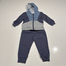 Tommy Bahama Baby Boys 24 Mo 2 Pc Set Hooded Zip Sweatshirt Pants Blue Cotton